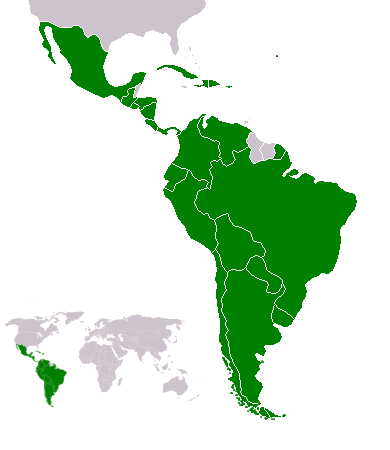 中南米の地図。